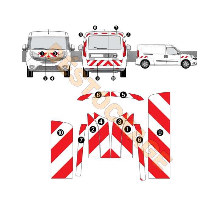 Markierungskit - Fiat Doblo (2010-2014) Flügeltüren - Klasse B: 250m Beispielfoto