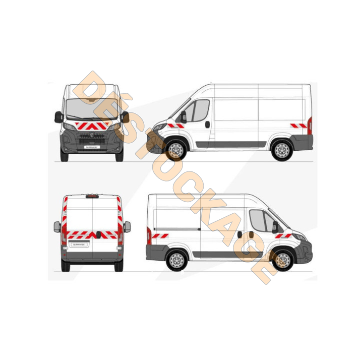 Kit de balisage rouge et blanc - Peugeot Boxer 2024+ H2
