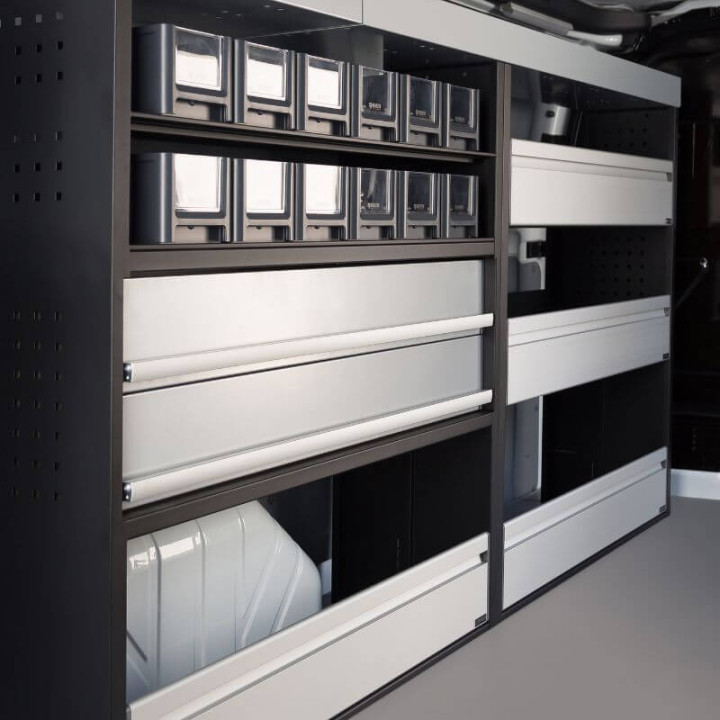 PROVAN-Ausbau (links) mit Schubladen für Citroen Jumpy 2007-2016 (generisches Foto) - Seite
