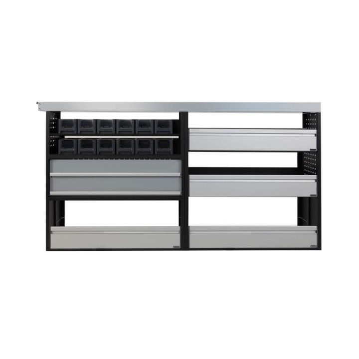 Aménagement PROVAN (gauche) avec tiroirs pour Volkswagen T5 2011-2015 (photo générique) - vue de face