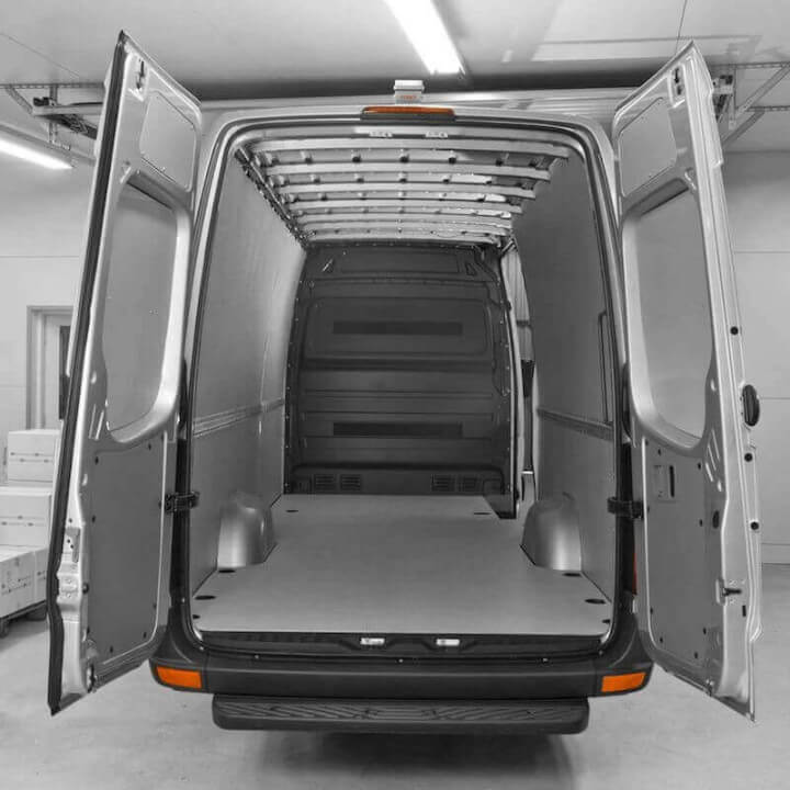 Komplette Holzverkleidung für Citroen Jumpy 2016 - mit Bodenplatte mit grauer rutschfester Folie