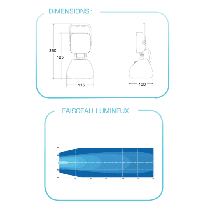 Phare LED autonome et magnétique