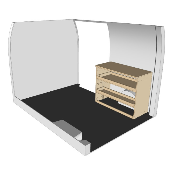 Rohholzregal mit Werkbank Frontansicht Iveco Daily 2014+