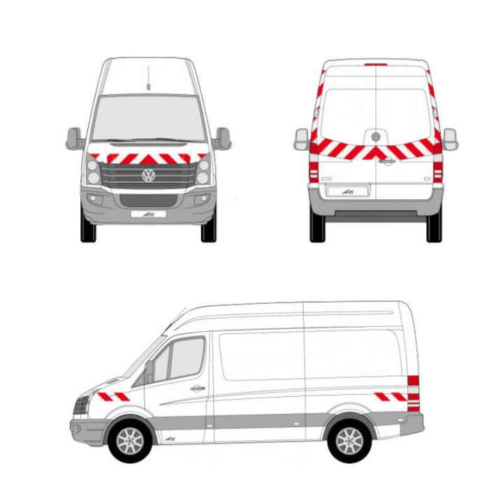 Markierungsset - Volkswagen Crafter 2014 bis 2017 Flügeltüren. Vorgeschnittene Streifen, einsatzbereit