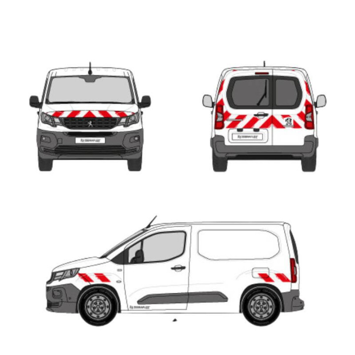 Markierungsset - Peugeot Partner III 2018-2024. Vorgeschnittene Klebestreifen, einsatzbereit