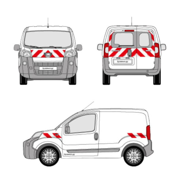Markierungskit - Peugeot Bipper Flügeltüren. Vorgeschnittene, aufklebbare Streifen Markierungskit - Peugeot Bipper Flügeltüren. Vorgeschnittene, aufklebbare Streifen