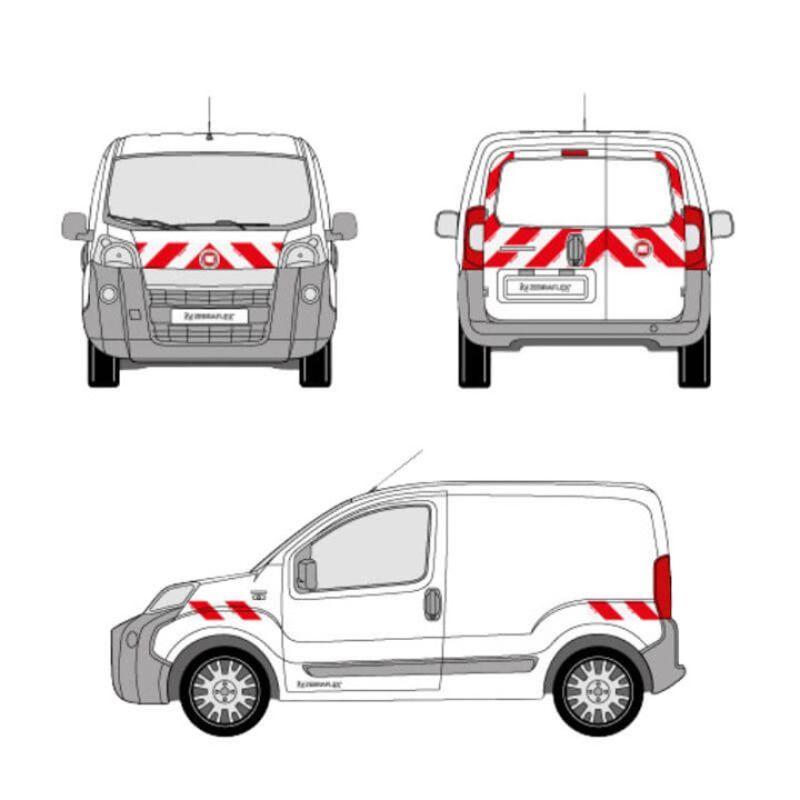 Markierungskit - Fiat Fiorino Flügeltüren. Vorgeschnittene, aufklebbare Streifen