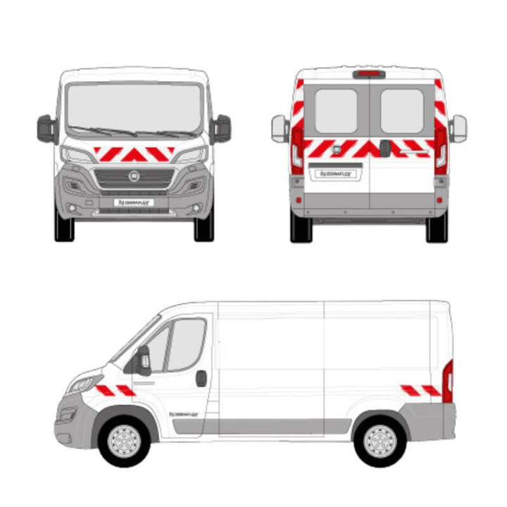 Markierungskit - Fiat Ducato H2/H3 Flügeltüren. Vorgeschnittene, aufklebbare Streifen