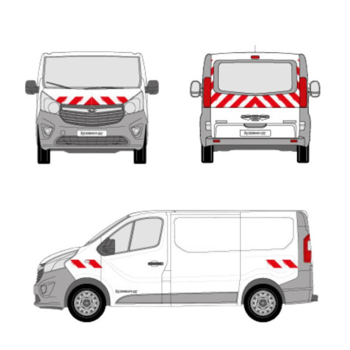 Markierungskit Opel Vivaro vorgeschnittene Klebestreifen für Heckklappe