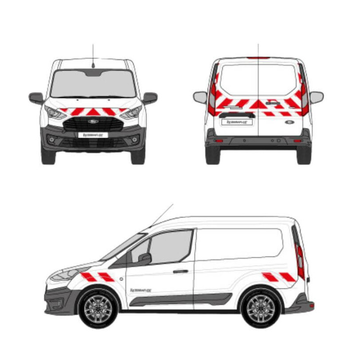 Markierungsset - Ford Transit Custom 2018-2024 Flügeltüren. Vorgeschnittene Klebestreifen, bereit zum Aufkleben