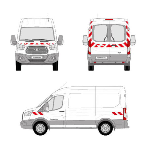 Markierungsset - Ford Transit Flügeltüren. Vorgeschnittene Klebestreifen, bereit zum Aufkleben Markierungsset - Ford Transit Flügeltüren. Vorgeschnittene Klebestreifen, bereit zum Aufkleben