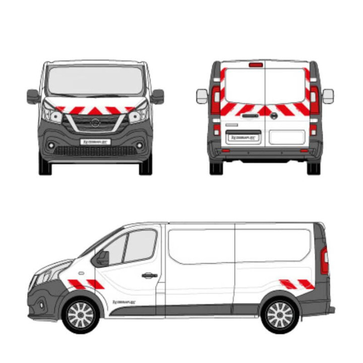 Markierungsset - Nissan NV300 Flügeltüren. Vorgeschnittene Klebestreifen, bereit zum Aufkleben
