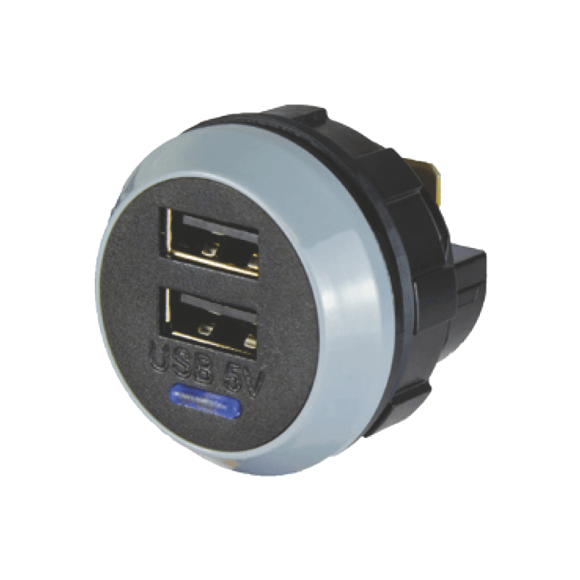 Prise USB ronde - 2 sorties Prise USB ronde - 2 sorties