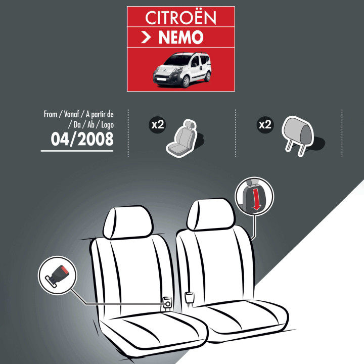 Housses de siège en tissu pour Citroen Nemo - Sans tablette