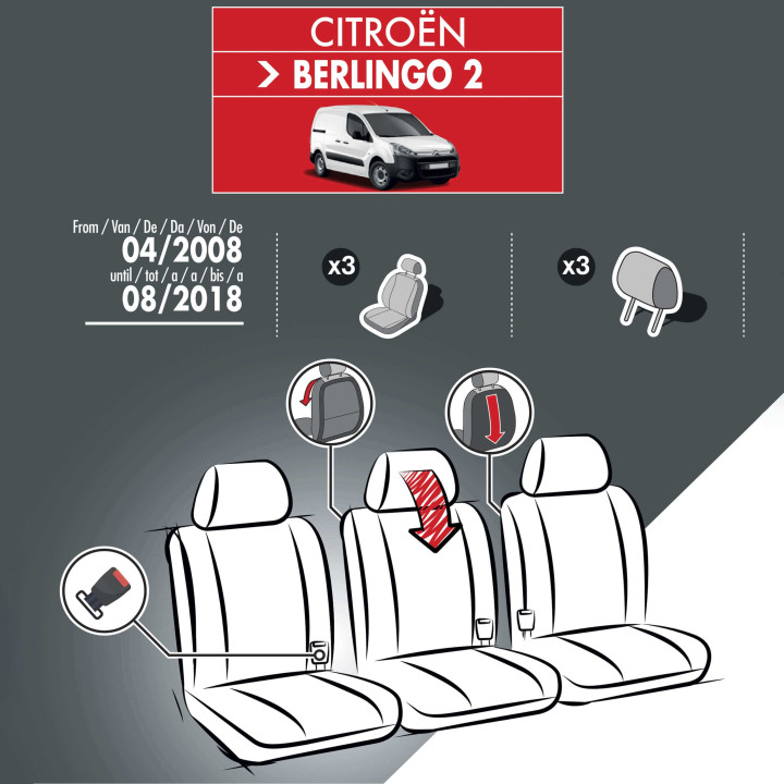 Housses de siège en simili cuir -  Citroen Berlingo II (2008-2018)
