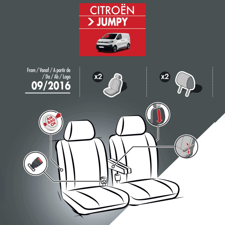 Housses de siège en simili cuir -  Citroen Jumpy 2016+