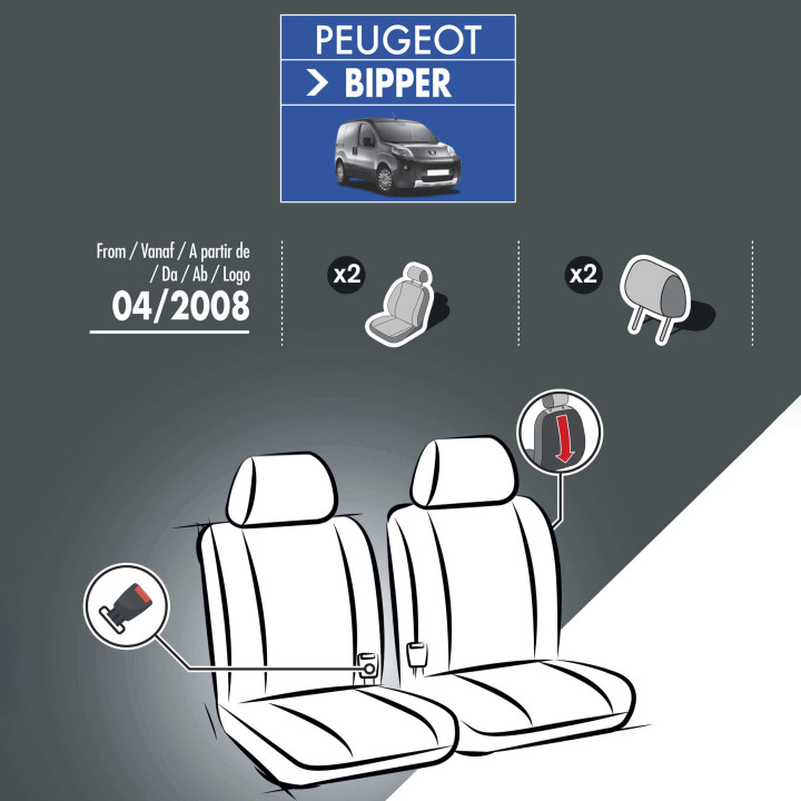 Housses de siège en simili cuir -  Peugeot Bipper