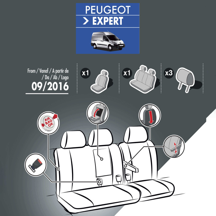 Housses de siège en simili cuir -  Peugeot Expert 2016+
