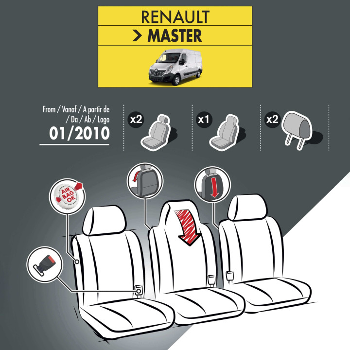 Housses de siège en simili cuir -  Renault Master