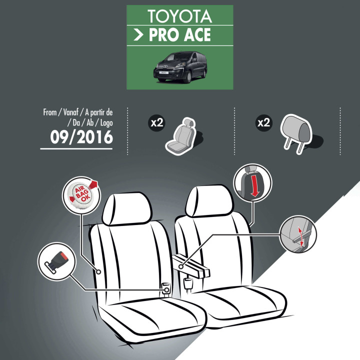 Housses de siège en simili cuir -  Toyota Proace 2016+