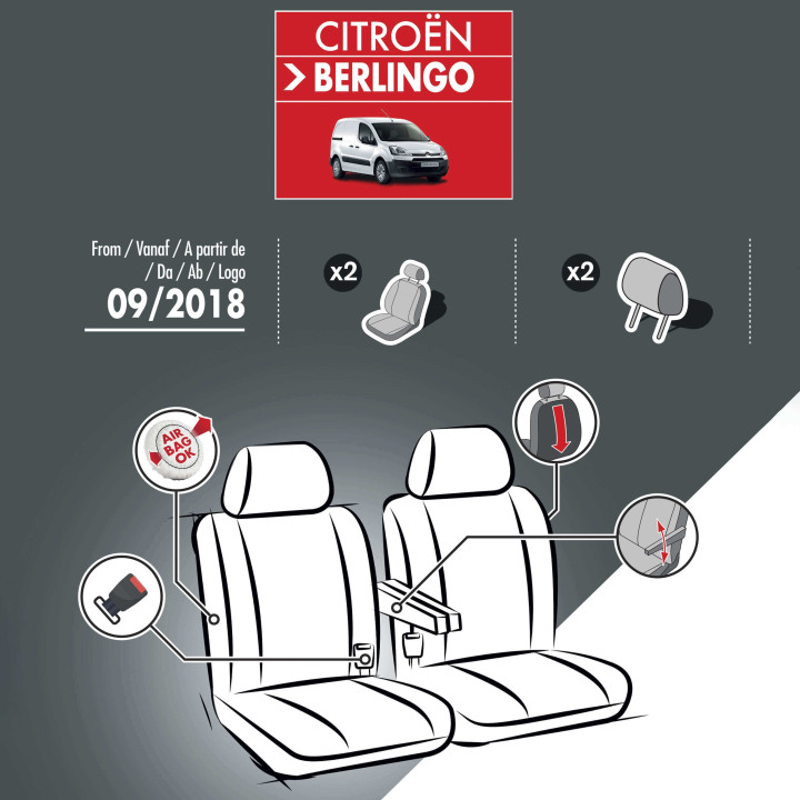 Housses de siège en simili cuir -  Citroen Berlingo Van 2018+