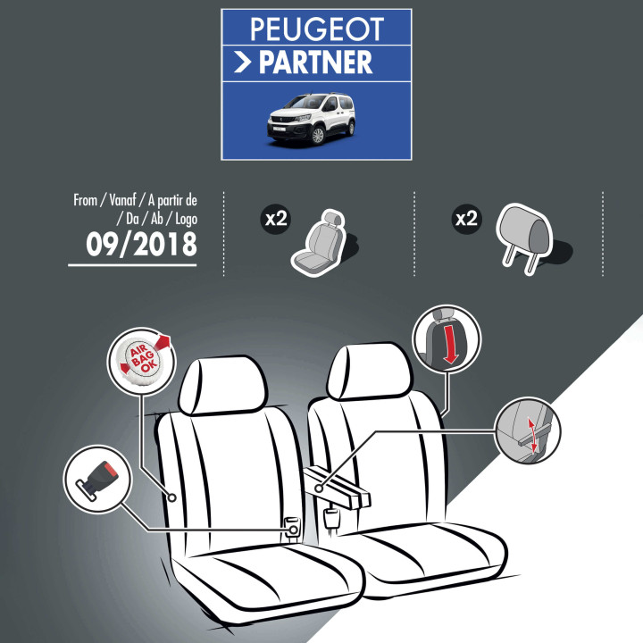 Housses de siège en simili cuir -  Peugeot Partner 2018+