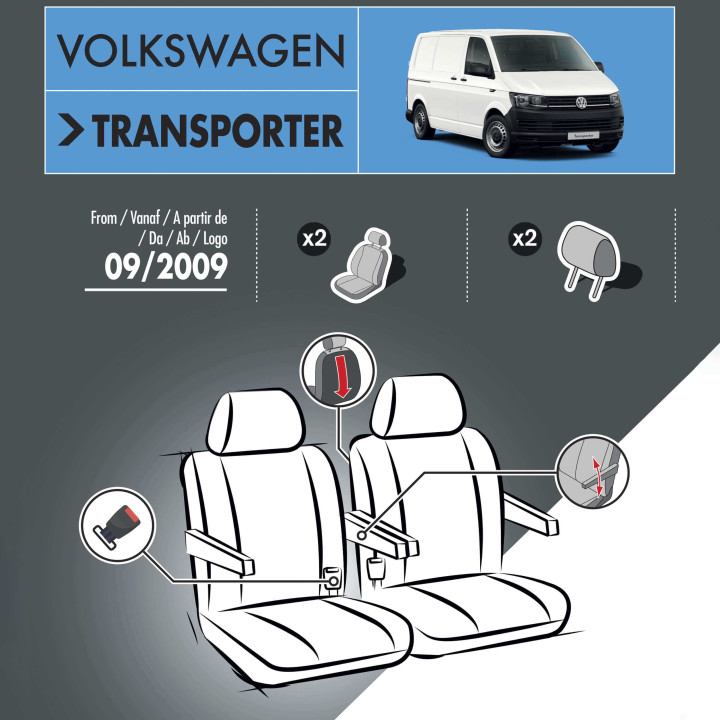 Housses de siège en simili cuir -  Volkswagen Transporter T6