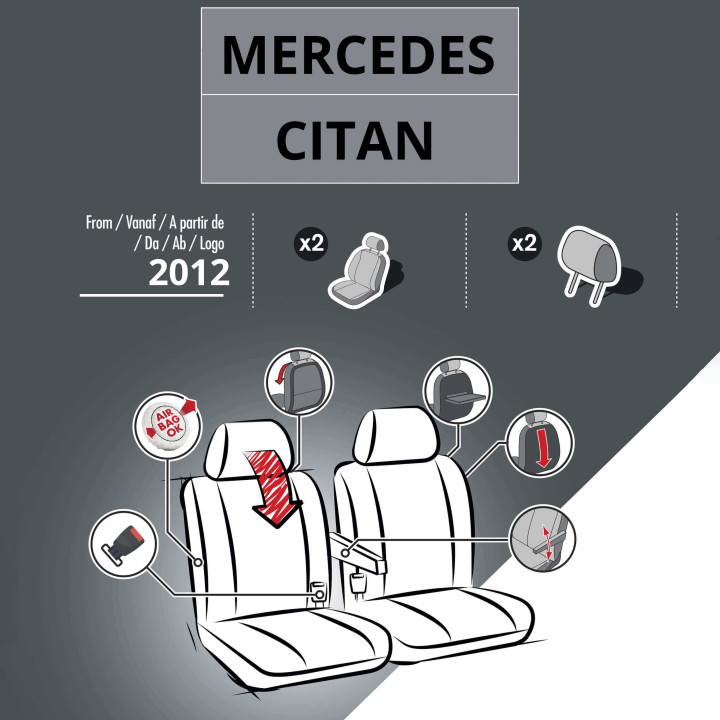 Housses de siège en simili cuir -  Mercedes Citan