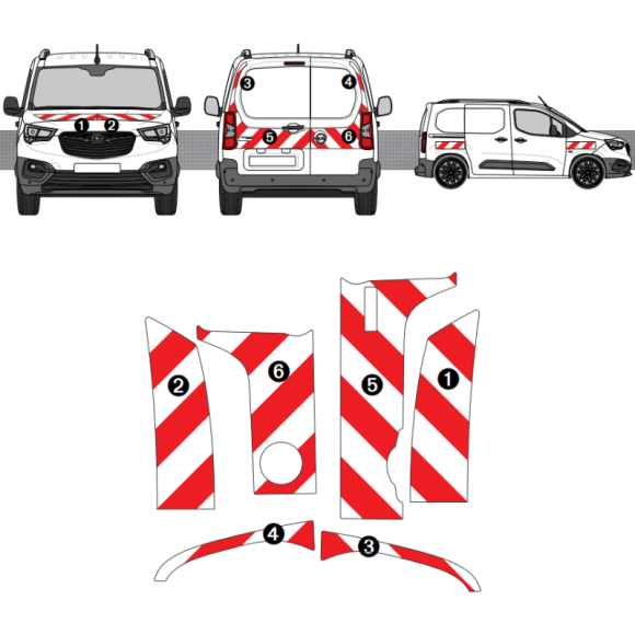 Kit de balisage - Opel Combo Cargo 2018+ portes battantes. Bandes adhésives 3M pré-découpés prêtes à poser Kit de balisage - Opel Combo Cargo 2018+ portes battantes. Bandes adhésives 3M pré-découpés prêtes à poser