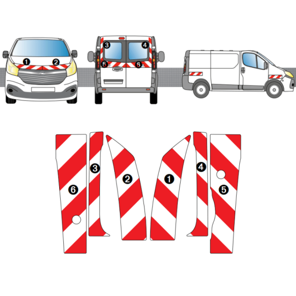 Kit de balisage - Opel Vivaro+ portes battantes H1. Bandes adhésives 3M pré-découpés prêtes à poser Kit de balisage - Opel Vivaro+ portes battantes H1. Bandes adhésives 3M pré-découpés prêtes à poser