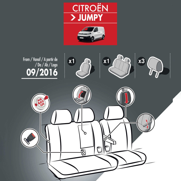 Housses de siège en simili cuir -  Citroen Jumpy 2016+