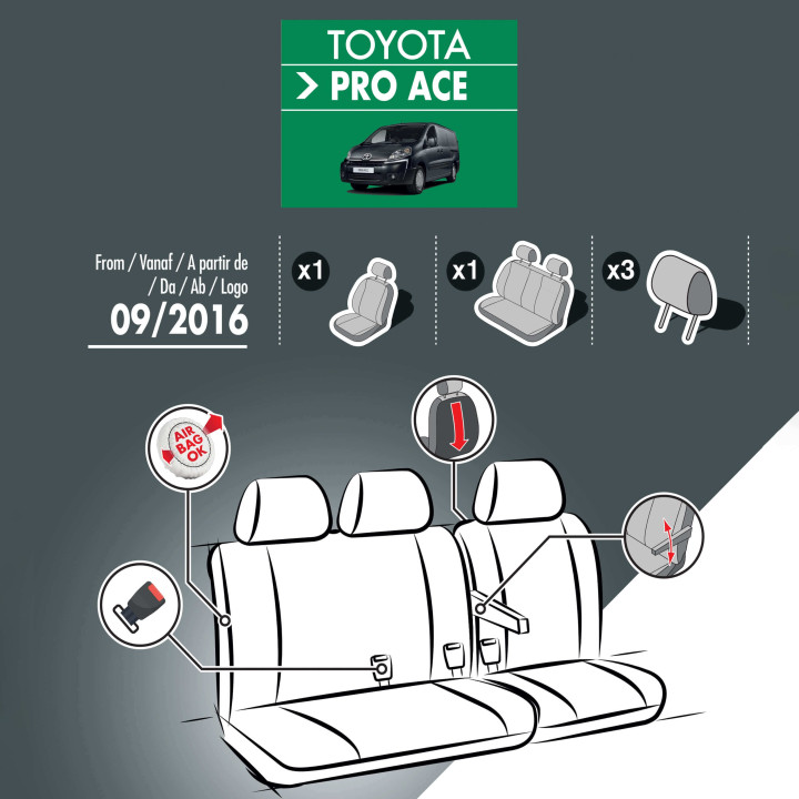 Housses de siège en simili cuir -  Toyota Proace 2016+