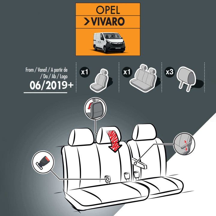 Housses de siège en simili cuir -  Opel Vivaro 2019+