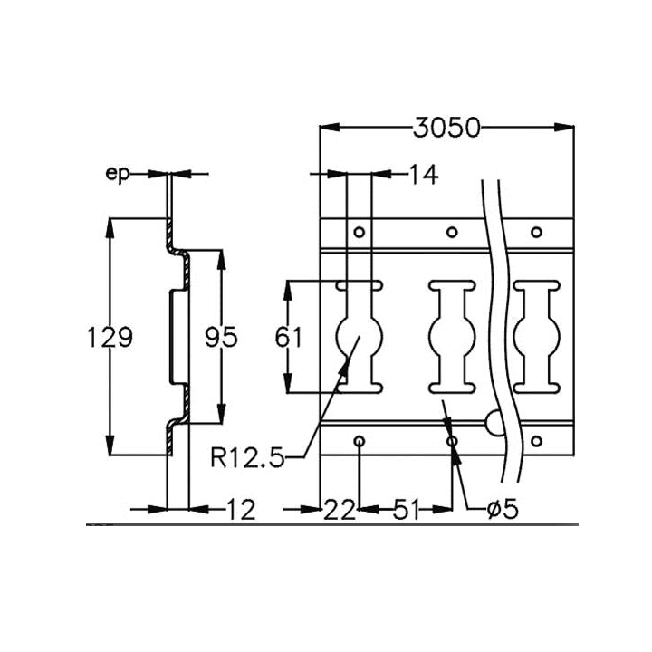 Rail d'arrimage universel - 3x1m
